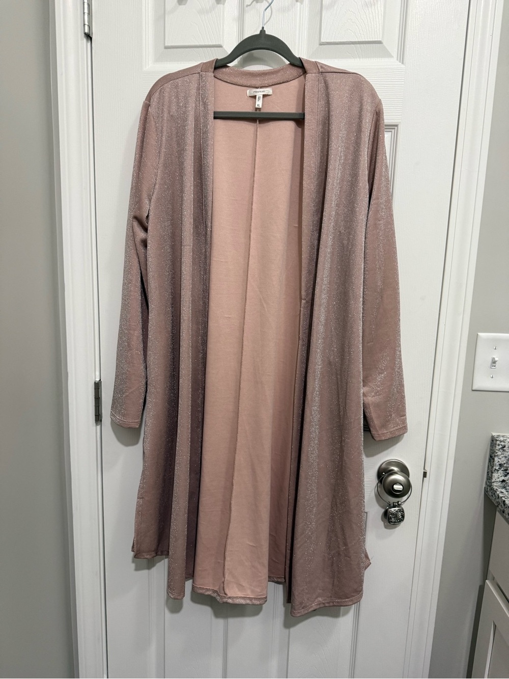 Maurices Rose Blush Shimmery Open Cardigan